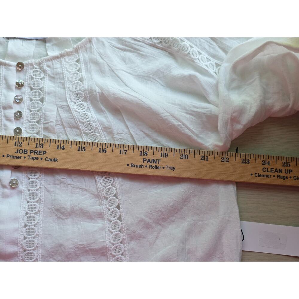 Figueroa & Flower Womens Small White Lace Peasant Blouse 3/4 Sleeve Boho Top NWT - Picture 11 of 15